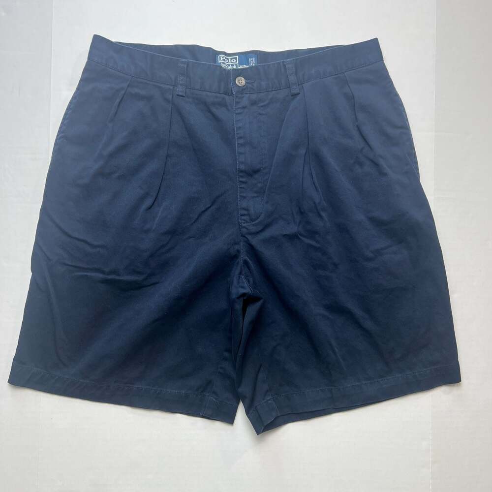 Polo Ralph Lauren Men's Tyler Pleated Chino Shorts, Navy Blue, Size 35